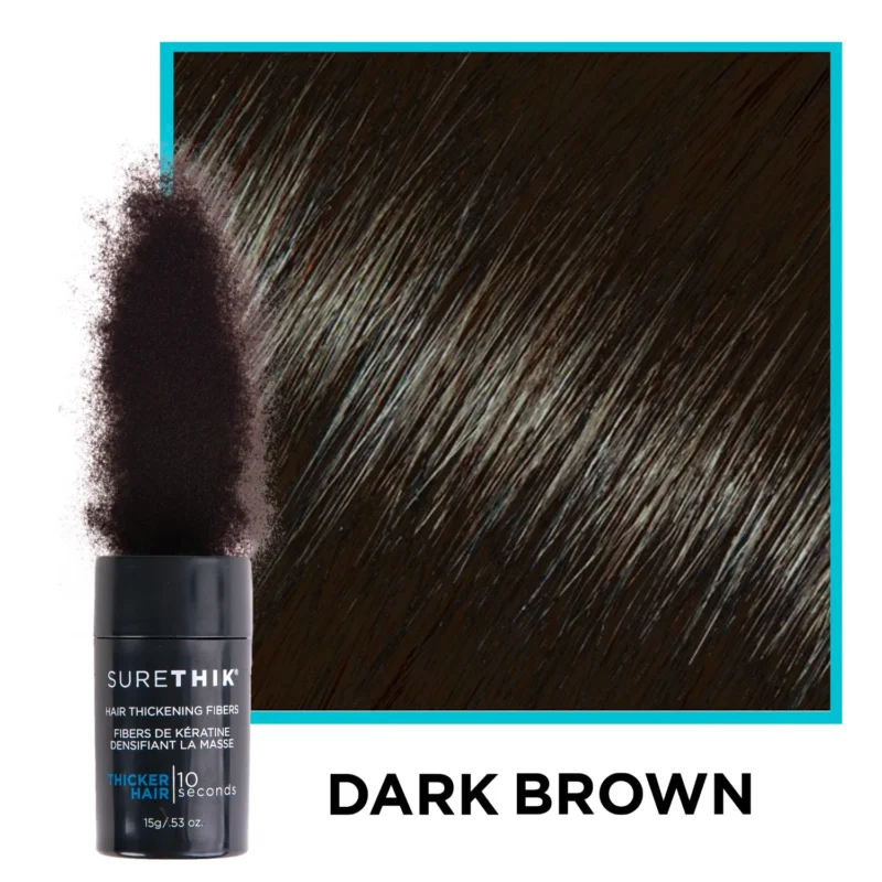 surethik hair thickening fibers dark brown – thickens and conceals thinning dark brown hair