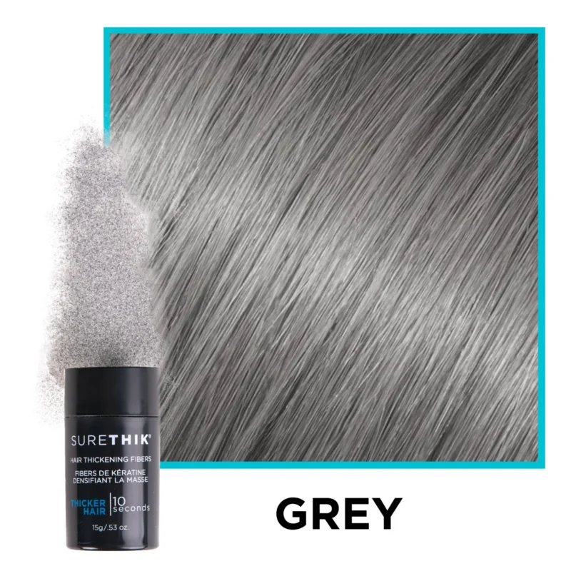 surethik hair thickening fibers grey – enhances volume and coverage for grey hai