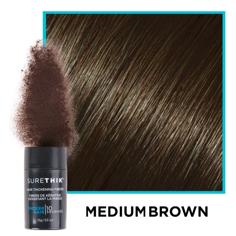 surethik hair thickening fibers medium brown – boosts volume for medium brown hair